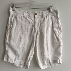 Country Road White Linen Button Front Short